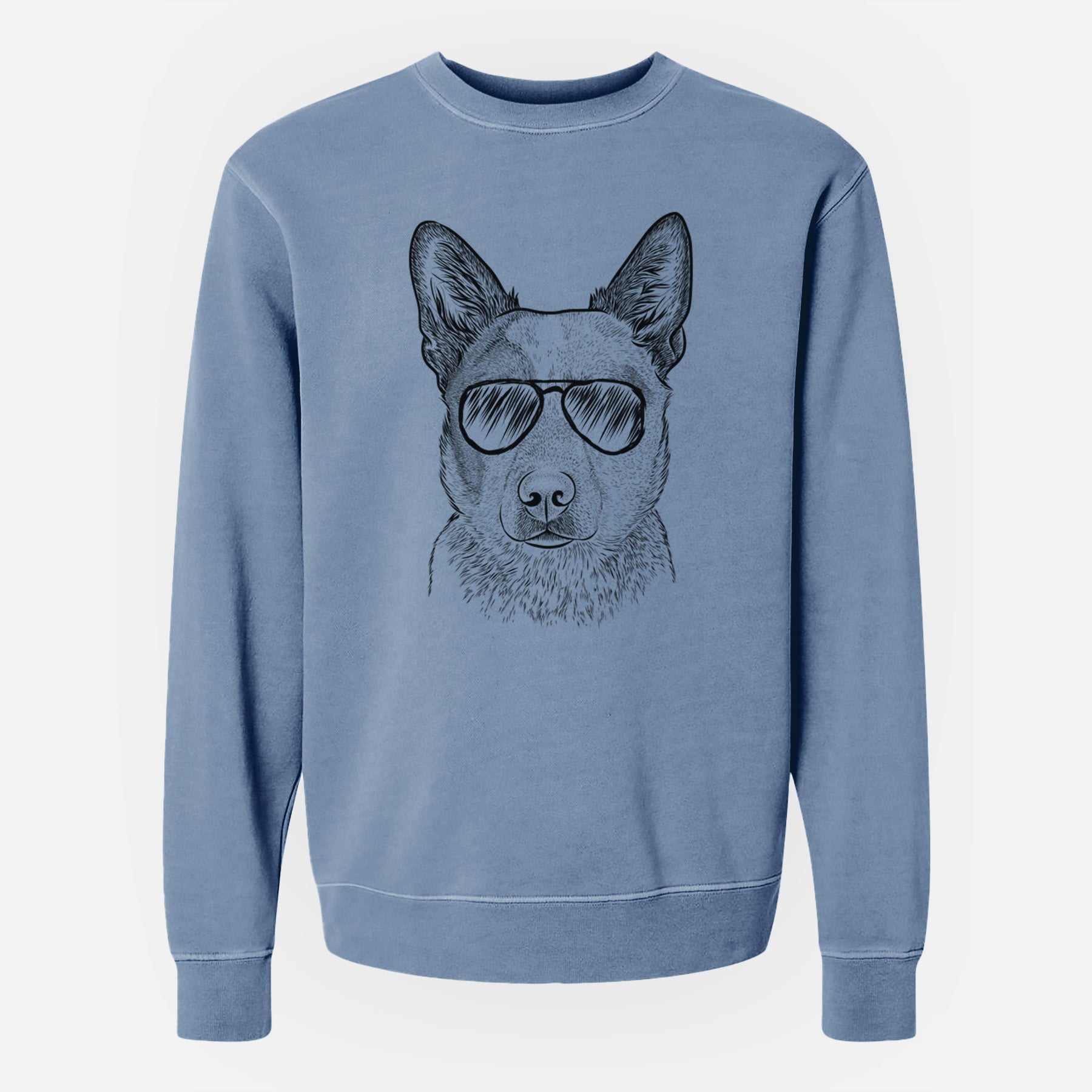 Aviator Snap the Australian Cattle Dog - Unisex Pigment Dyed Crew Sweatshirt
