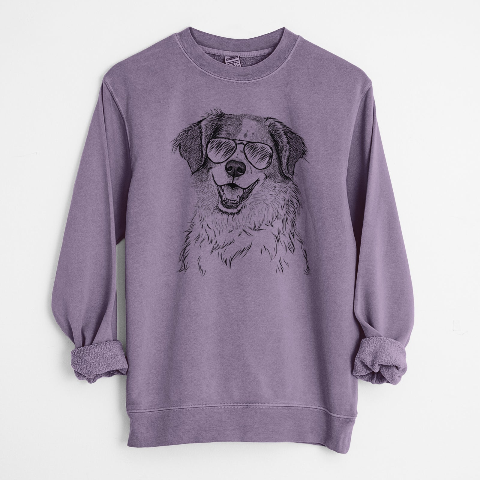 Aviator Sophie the Brittany Beagle Mix - Unisex Pigment Dyed Crew Sweatshirt