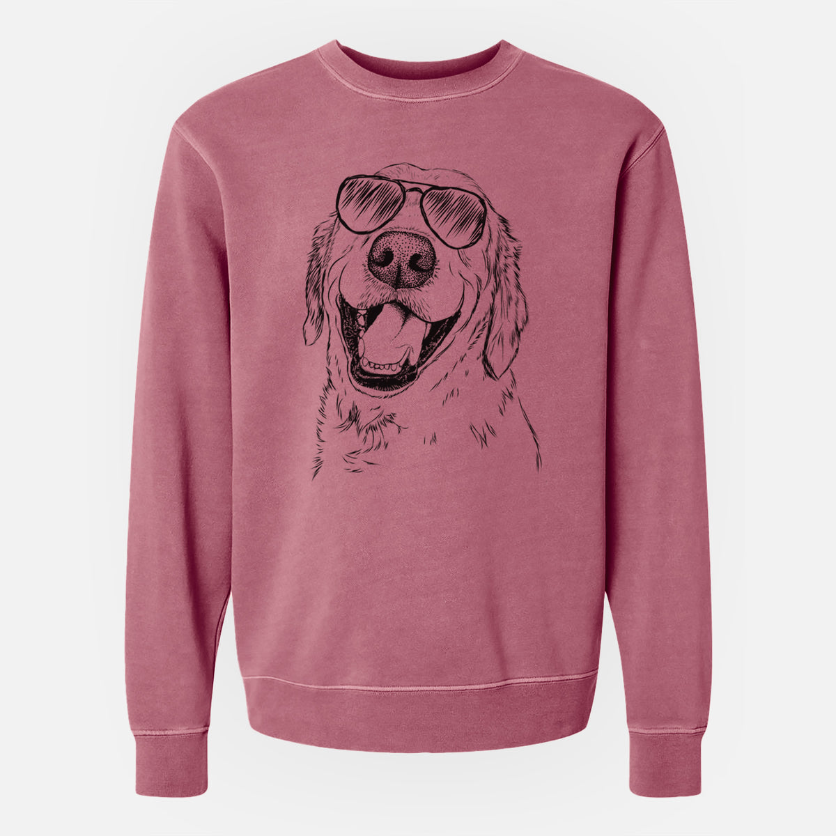 Aviator Spanky the Golden Retriever - Unisex Pigment Dyed Crew Sweatshirt