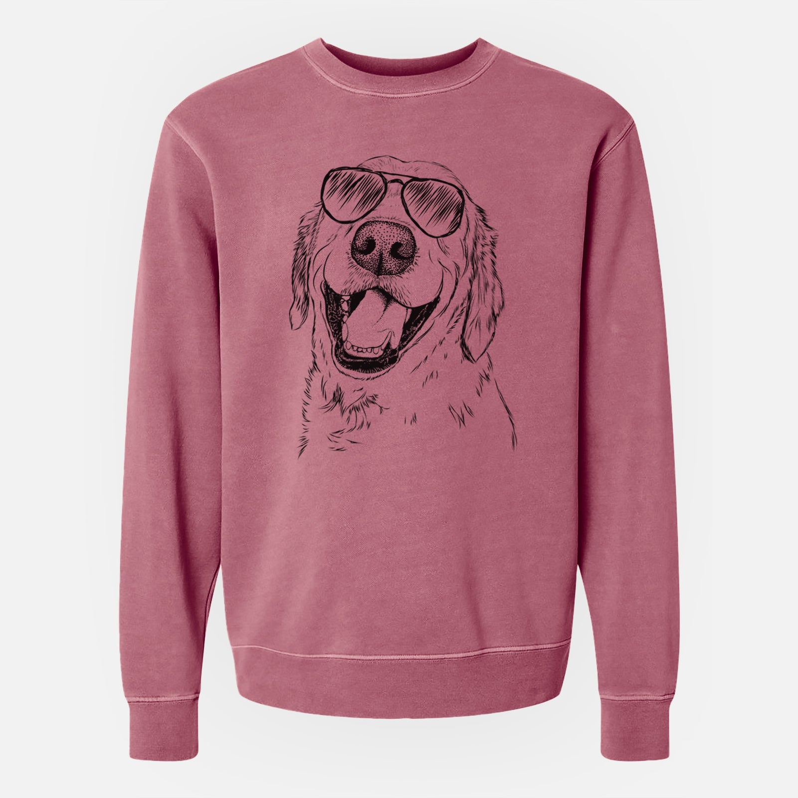 Aviator Spanky the Golden Retriever - Unisex Pigment Dyed Crew Sweatshirt