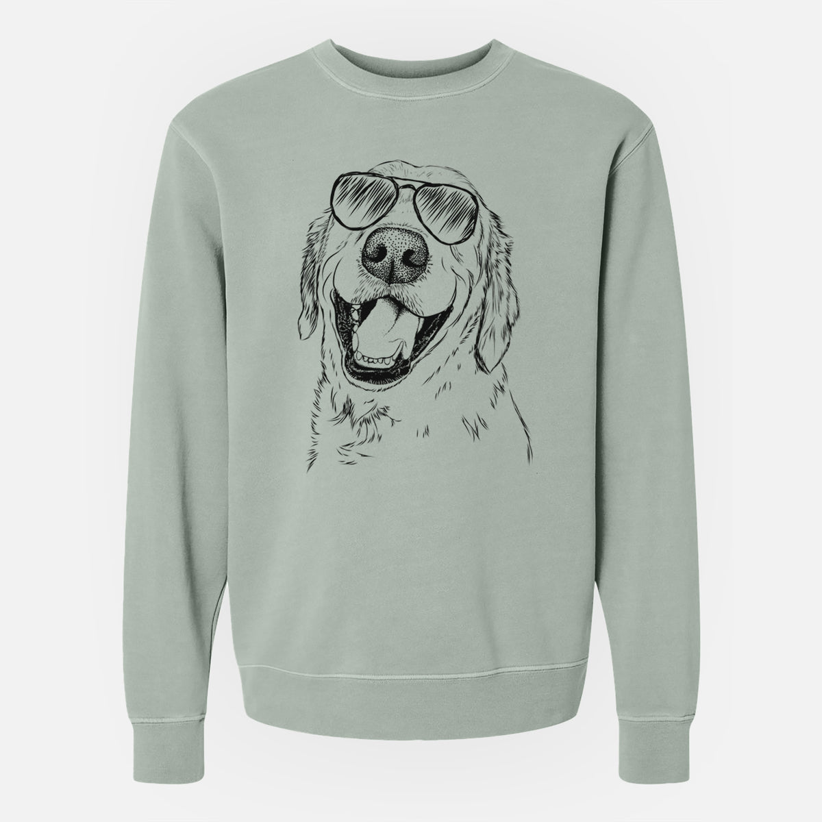 Aviator Spanky the Golden Retriever - Unisex Pigment Dyed Crew Sweatshirt