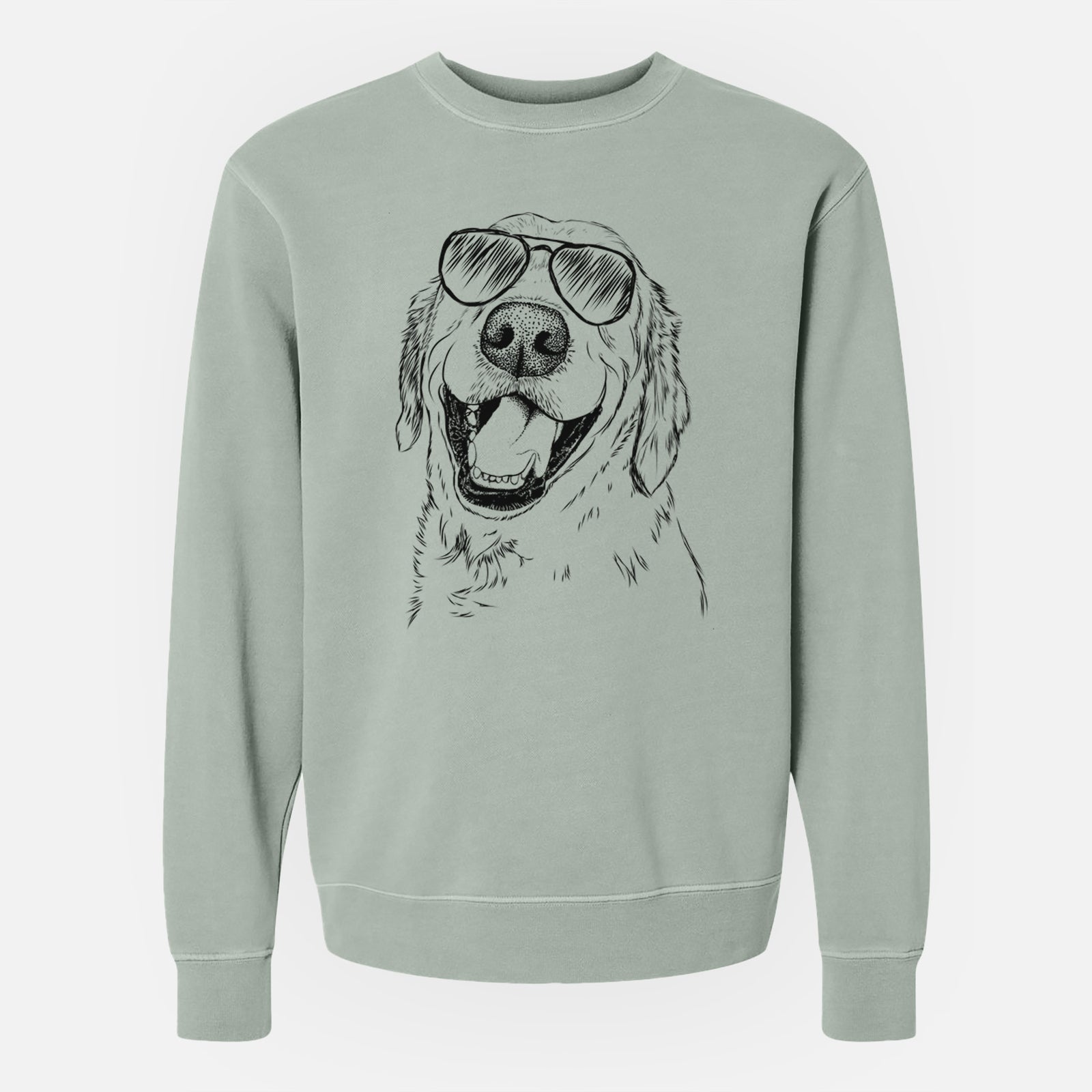 Aviator Spanky the Golden Retriever - Unisex Pigment Dyed Crew Sweatshirt
