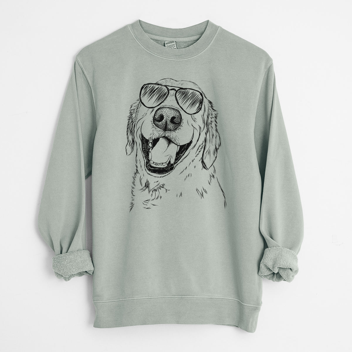 Aviator Spanky the Golden Retriever - Unisex Pigment Dyed Crew Sweatshirt