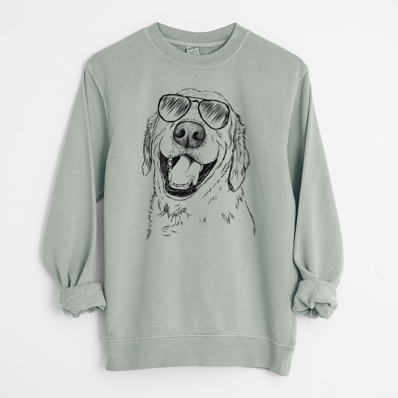 Aviator Spanky the Golden Retriever - Unisex Pigment Dyed Crew Sweatshirt
