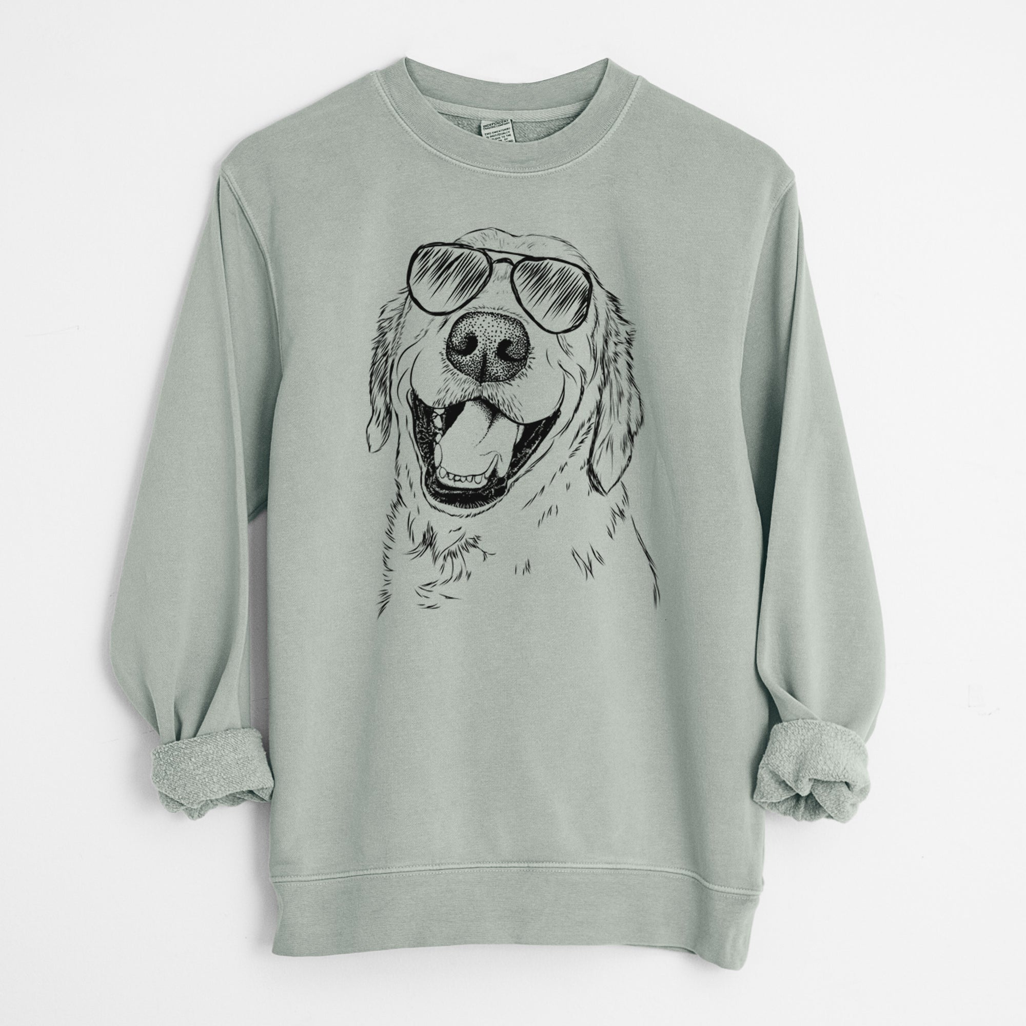 Aviator Spanky the Golden Retriever - Unisex Pigment Dyed Crew Sweatshirt
