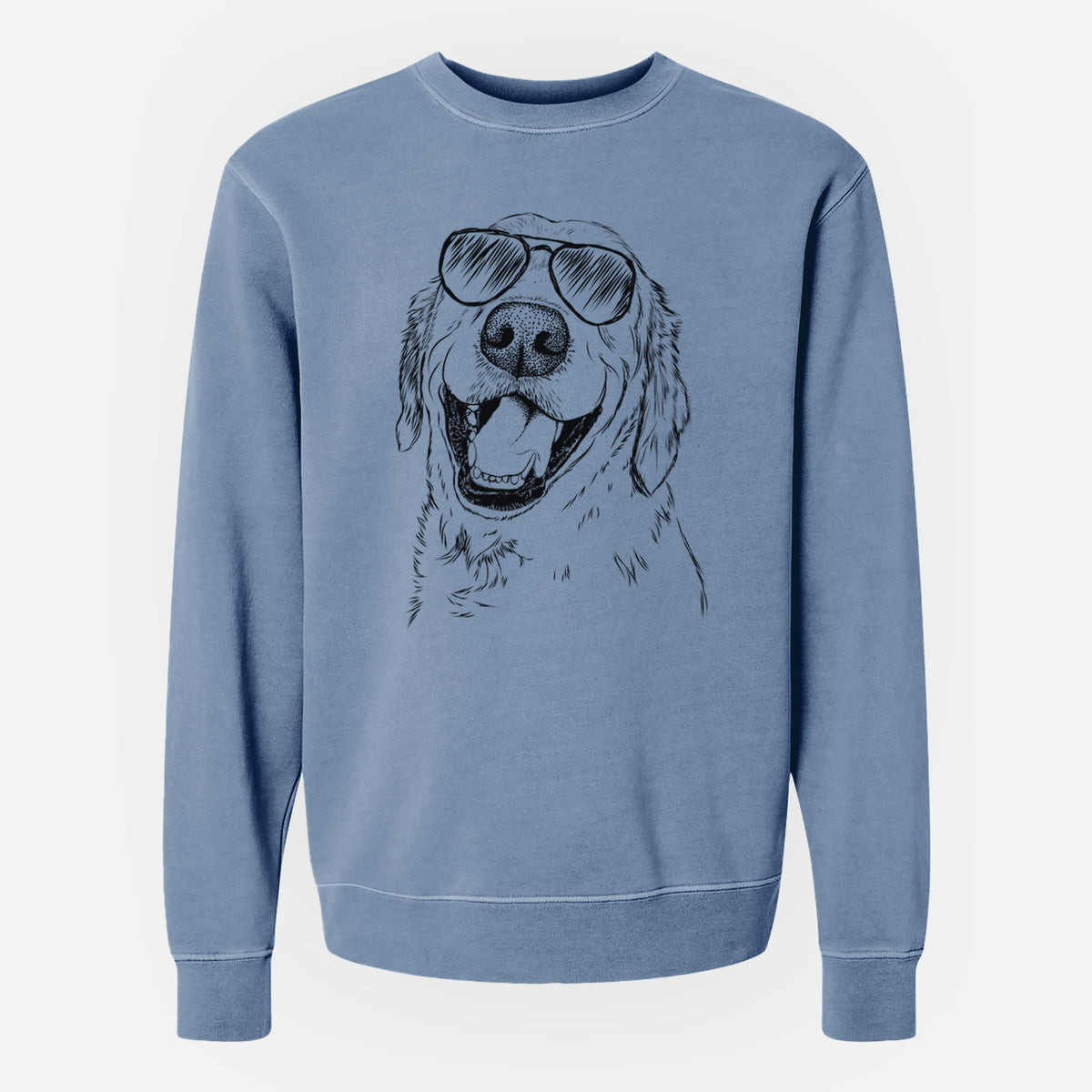 Aviator Spanky the Golden Retriever - Unisex Pigment Dyed Crew Sweatshirt
