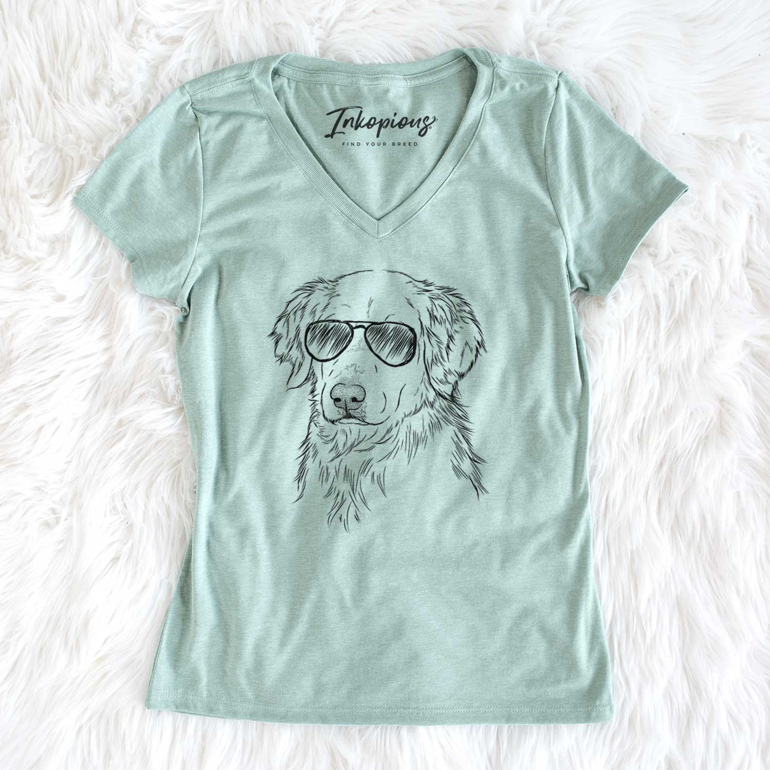 Aviator Spencer the Golden Retriever - Women's V-neck Shirt