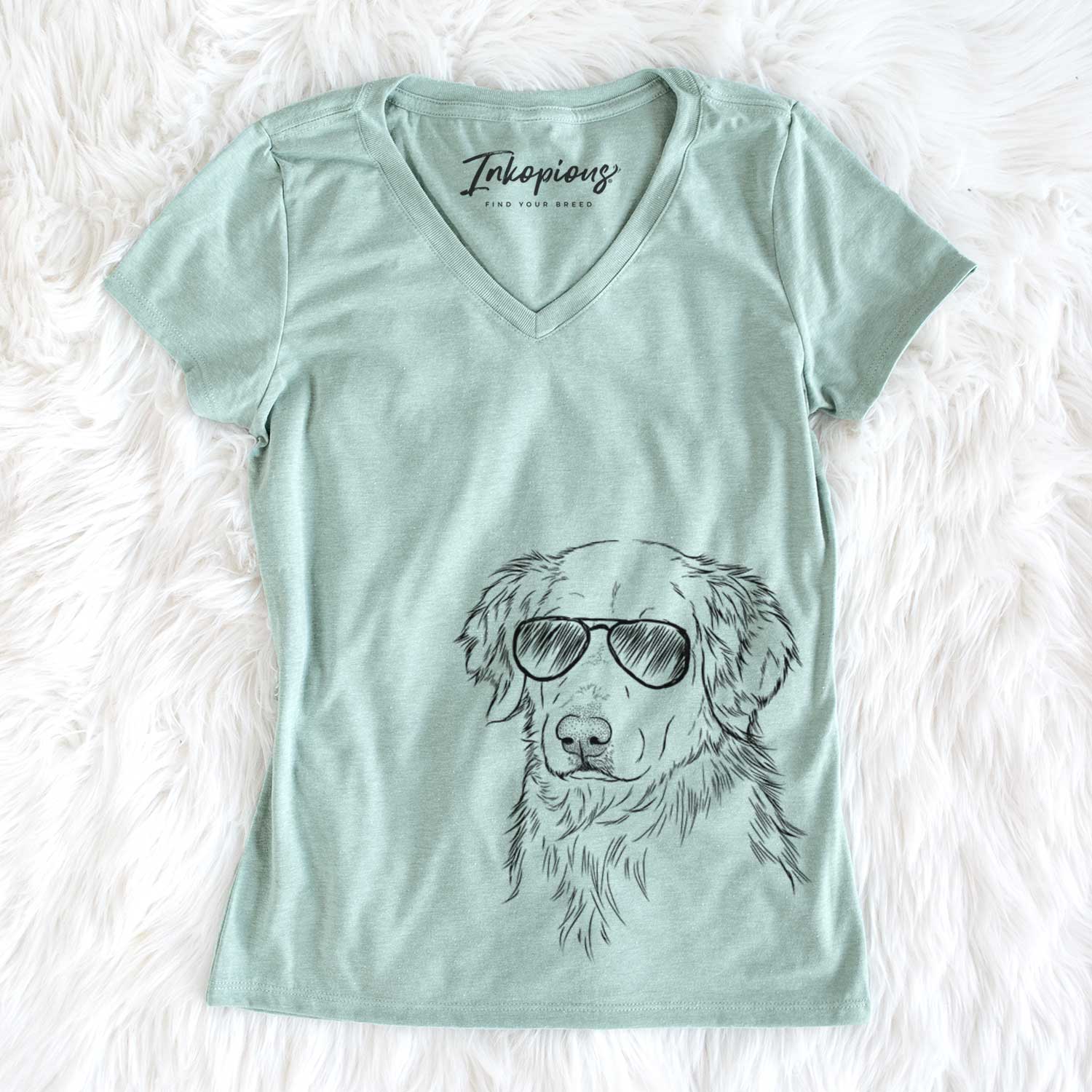 Aviator Spencer the Golden Retriever - Women's V-neck Shirt