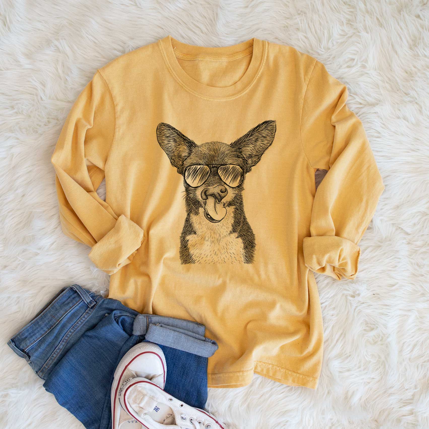 Aviators Sprout the Chihuahua Mix - Heavyweight 100% Cotton Long Sleeve