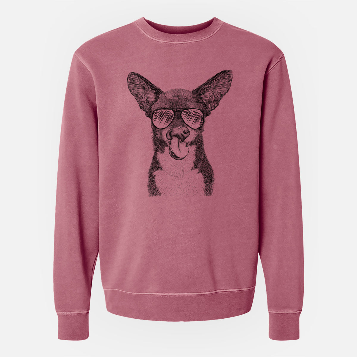 Aviator Sprout the Chihuahua Mix - Unisex Pigment Dyed Crew Sweatshirt