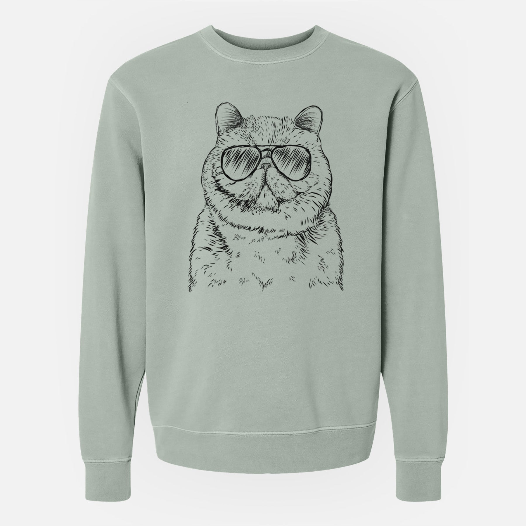 Aviator Squish the Exotic Shorthair Cat - Unisex Pigment Dyed Crew Sweatshirt