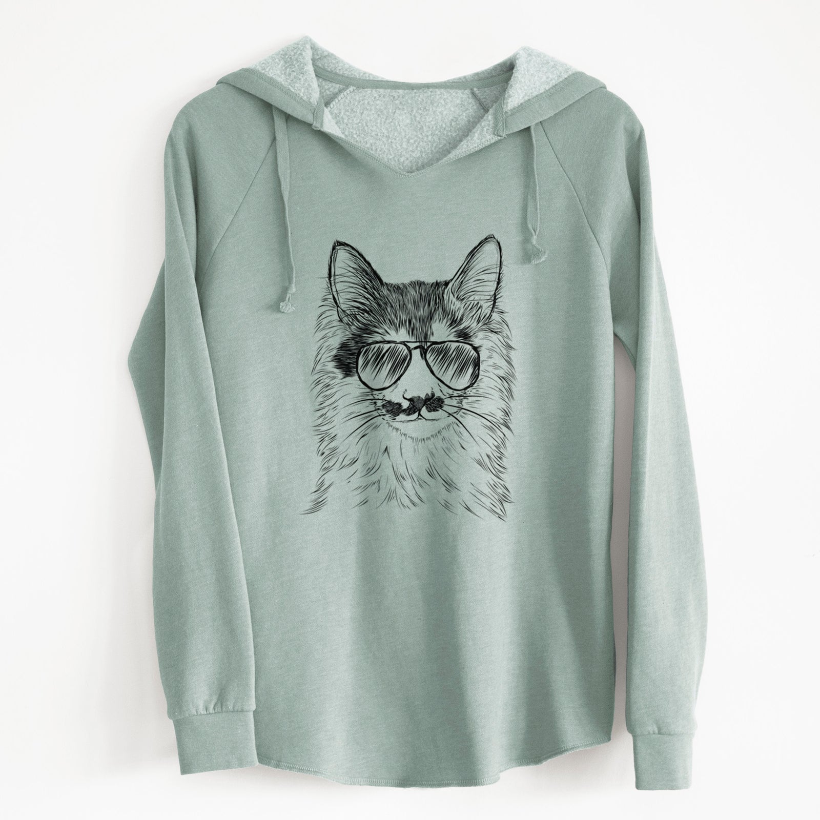 Aviator Stache the Longhaired Mustard Cat - Cali Wave Hooded Sweatshirt