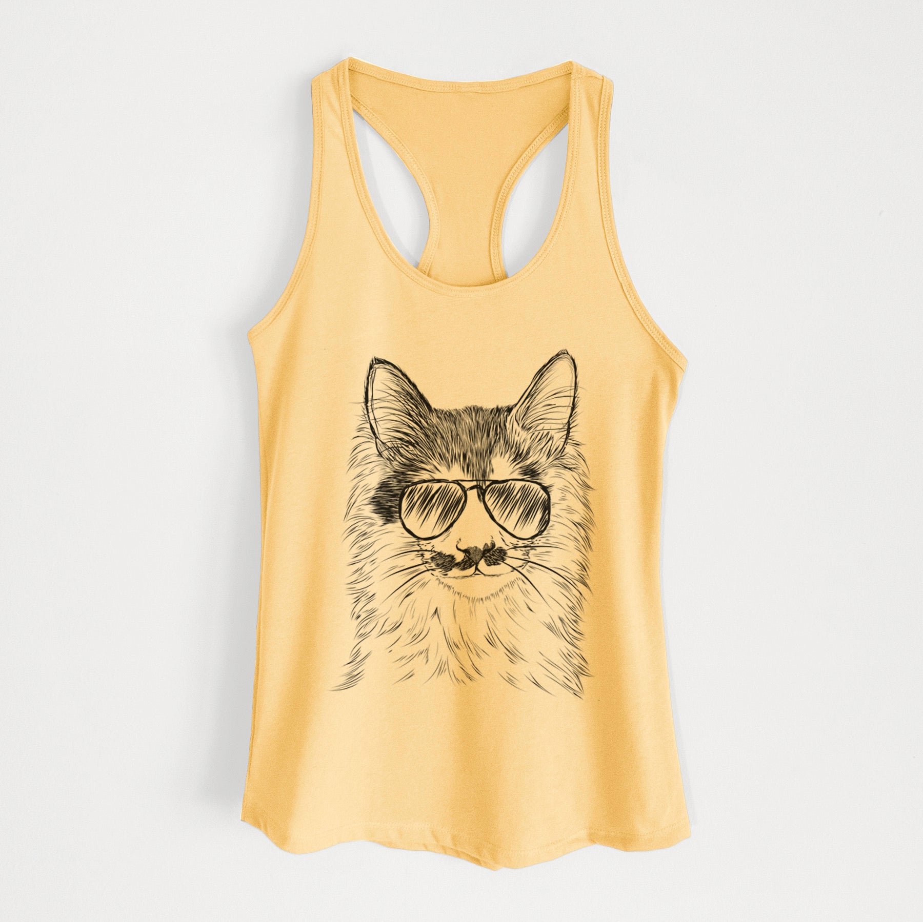 Stache the Longhaired Mustard Cat - Women's Racerback Tanktop