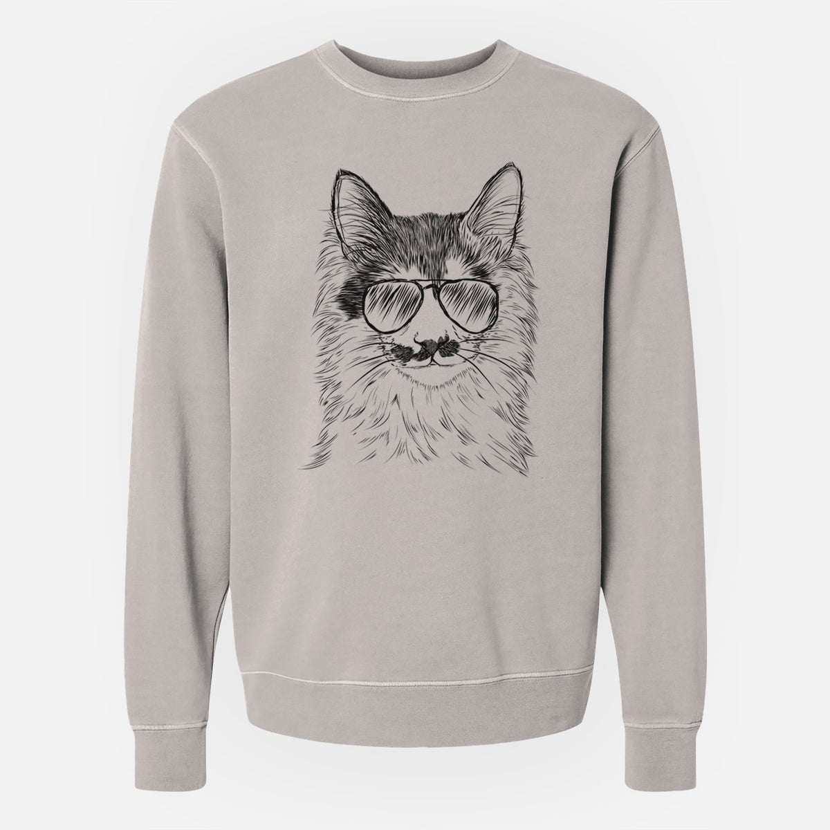 Aviator Stache the Longhaired Mustard Cat - Unisex Pigment Dyed Crew Sweatshirt