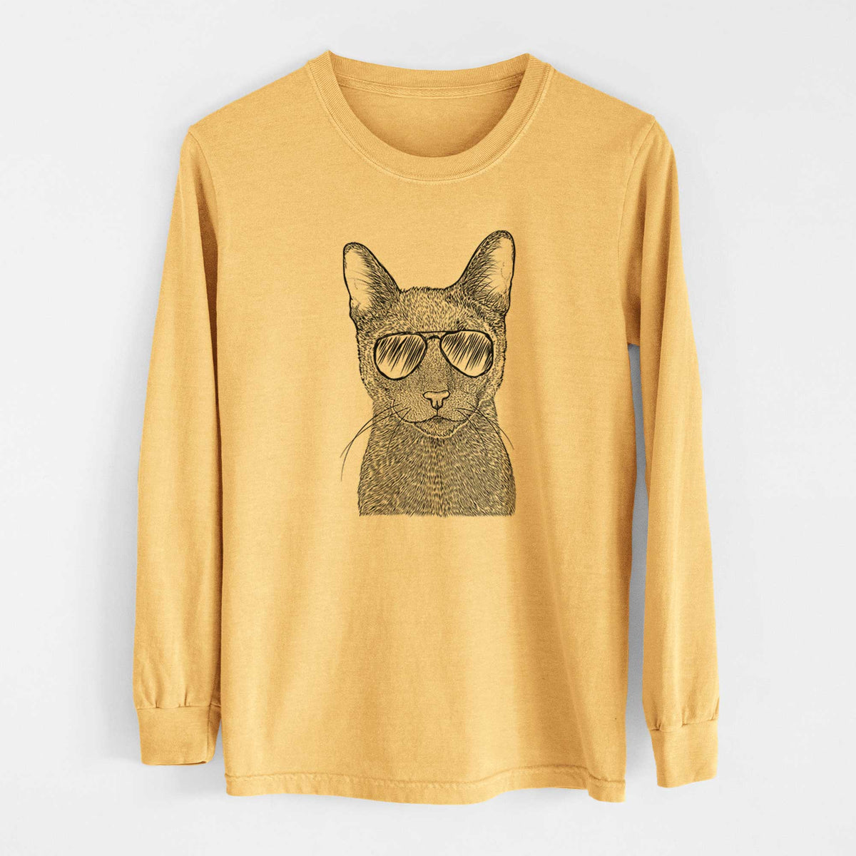 Aviators Stanley the Russian Blue Cat - Heavyweight 100% Cotton Long Sleeve