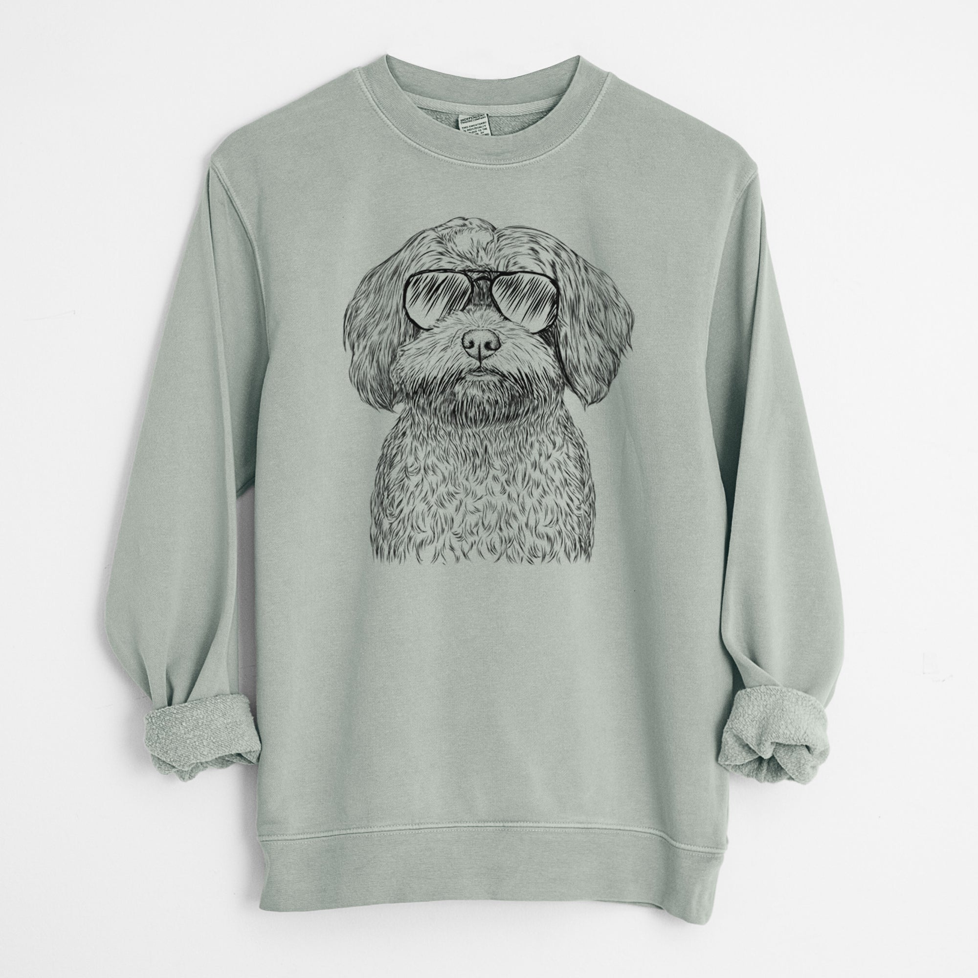 Aviator Stella the Shih Tzu Mix - Unisex Pigment Dyed Crew Sweatshirt