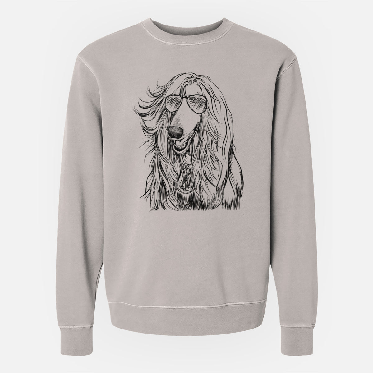 Aviator Sterling the Afghan Hound - Unisex Pigment Dyed Crew Sweatshirt