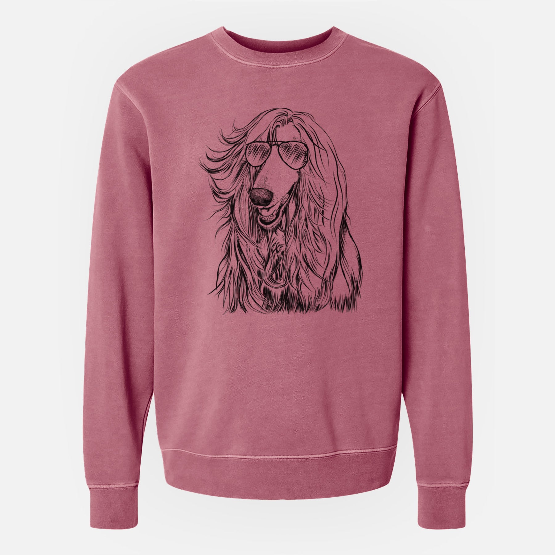 Aviator Sterling the Afghan Hound - Unisex Pigment Dyed Crew Sweatshirt