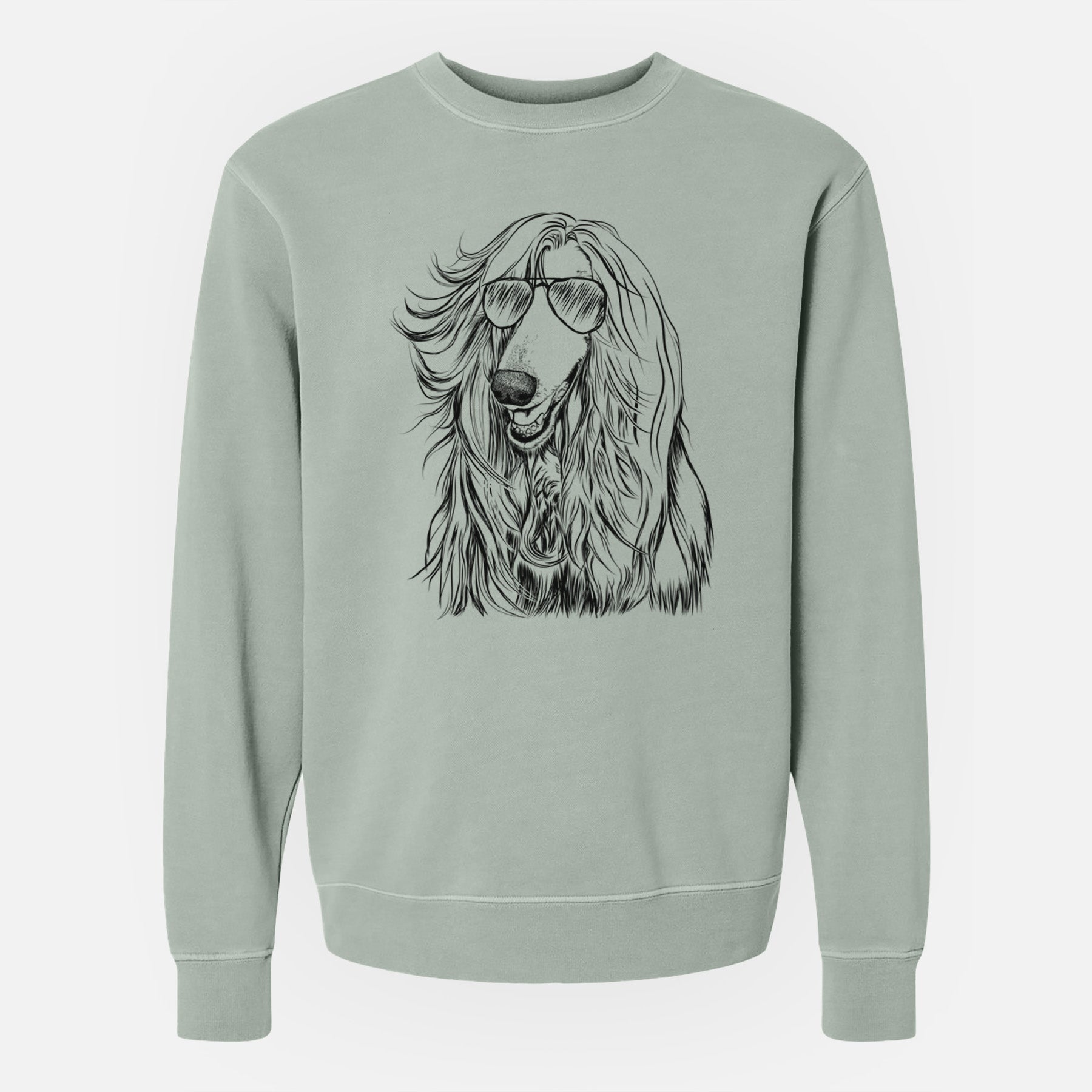 Aviator Sterling the Afghan Hound - Unisex Pigment Dyed Crew Sweatshirt