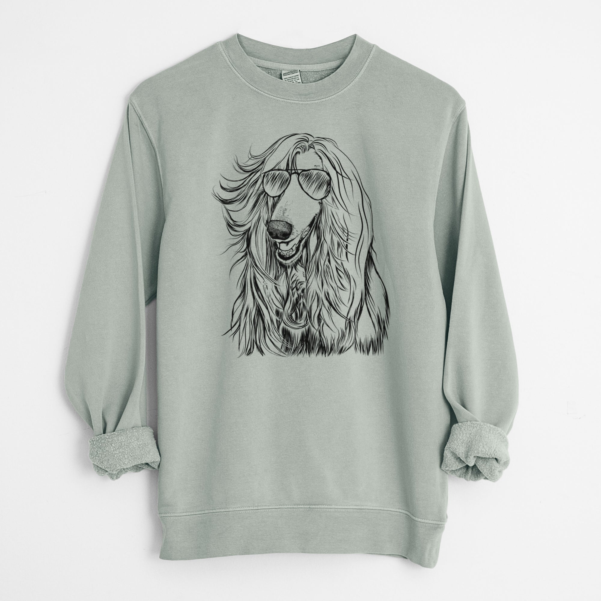 Aviator Sterling the Afghan Hound - Unisex Pigment Dyed Crew Sweatshirt