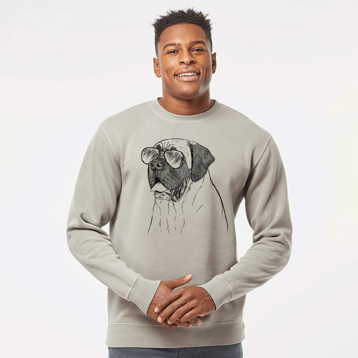 Aviator Sterling the English Mastiff - Unisex Pigment Dyed Crew Sweatshirt