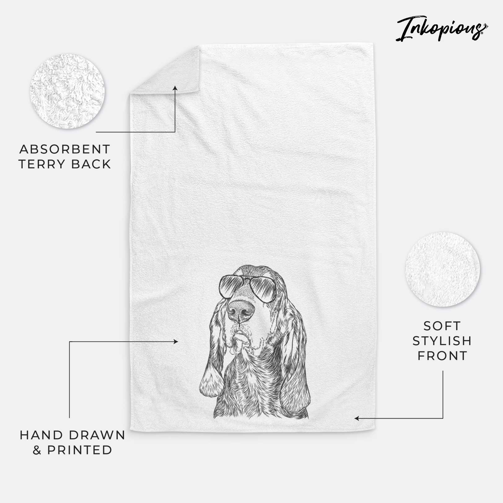 Stu the Black and Tan Coonhound Decorative Hand Towel