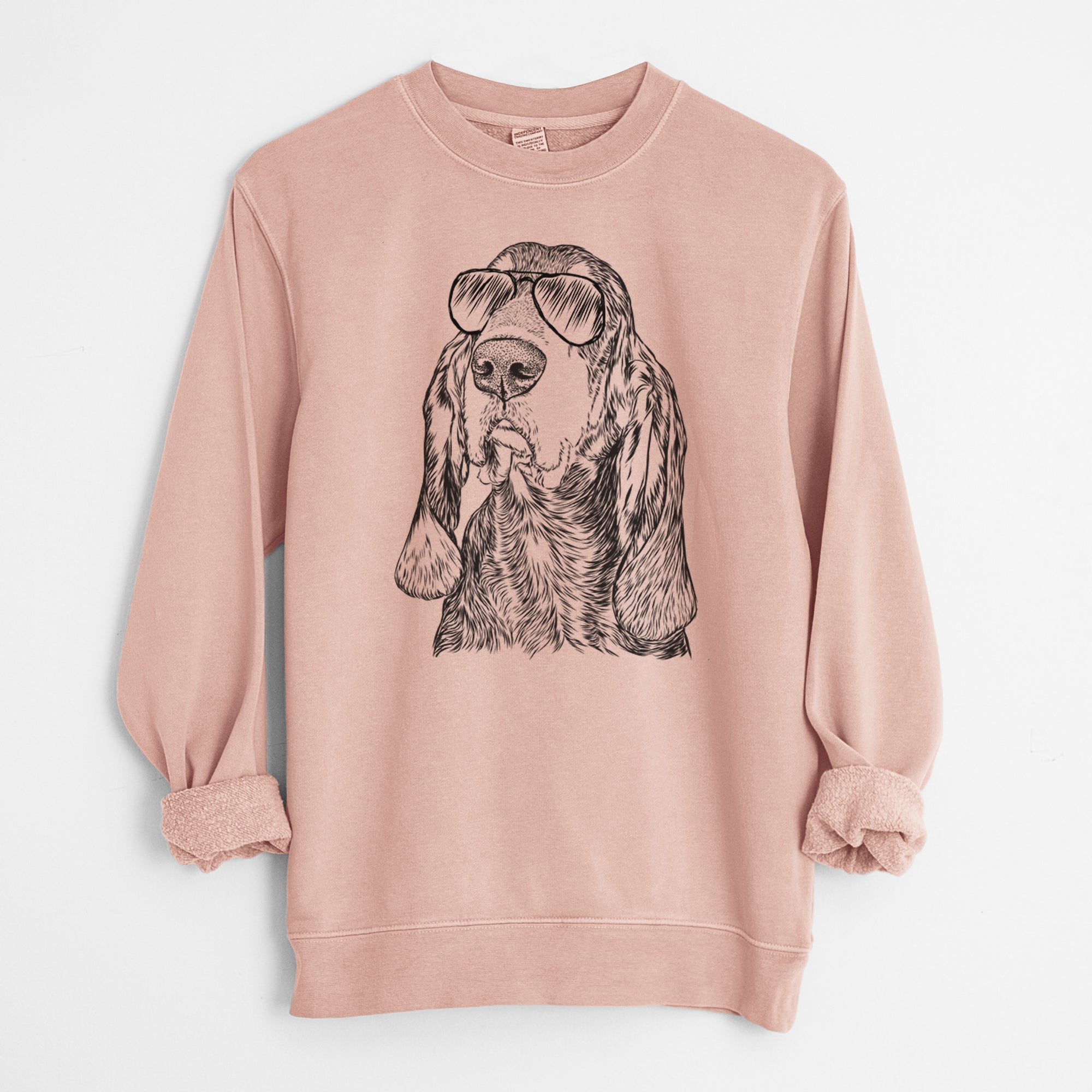 Aviator Stu the Black and Tan Coonhound - Unisex Pigment Dyed Crew Sweatshirt