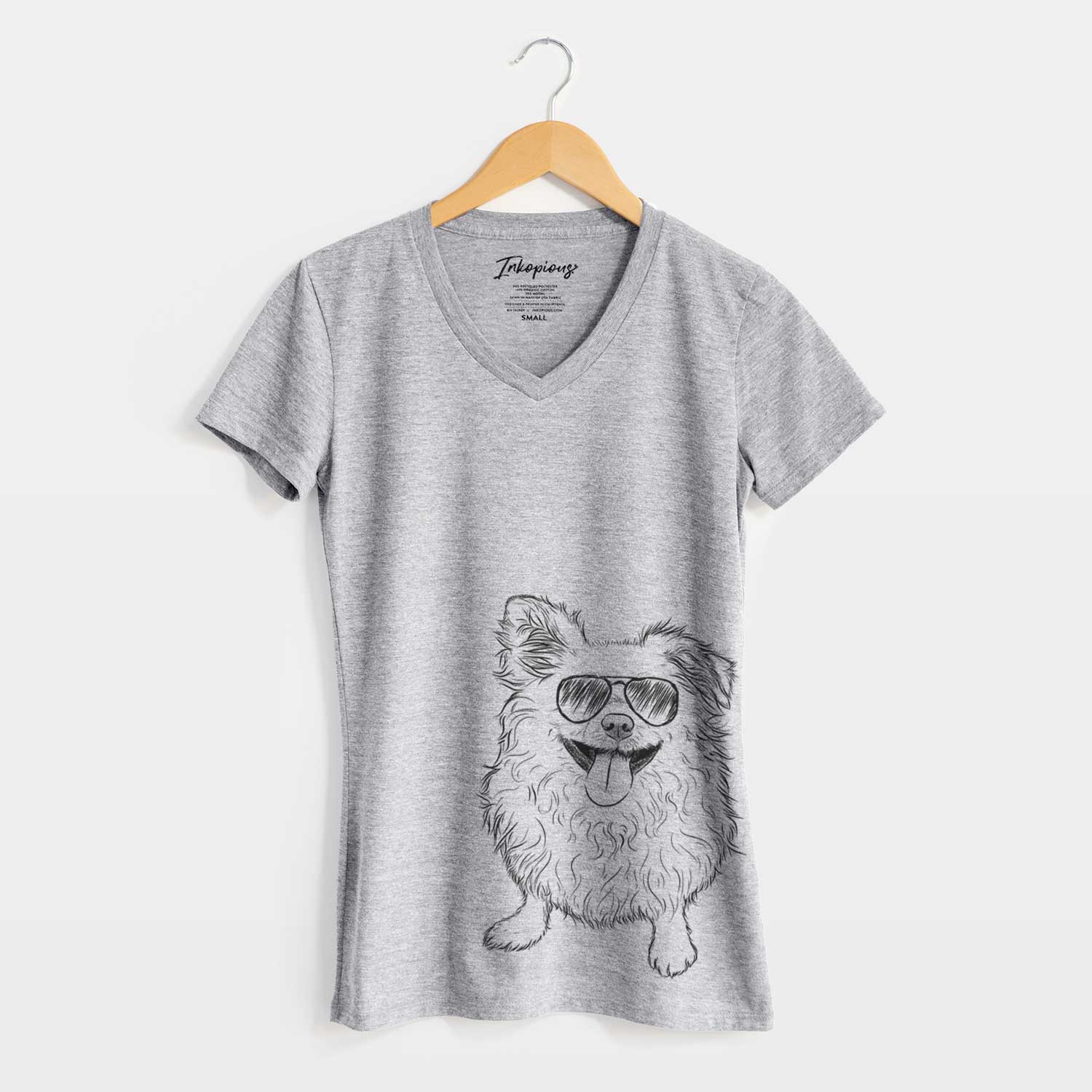 Aviator Stuart the Longhaired Chihuahua - Women's V-neck Shirt