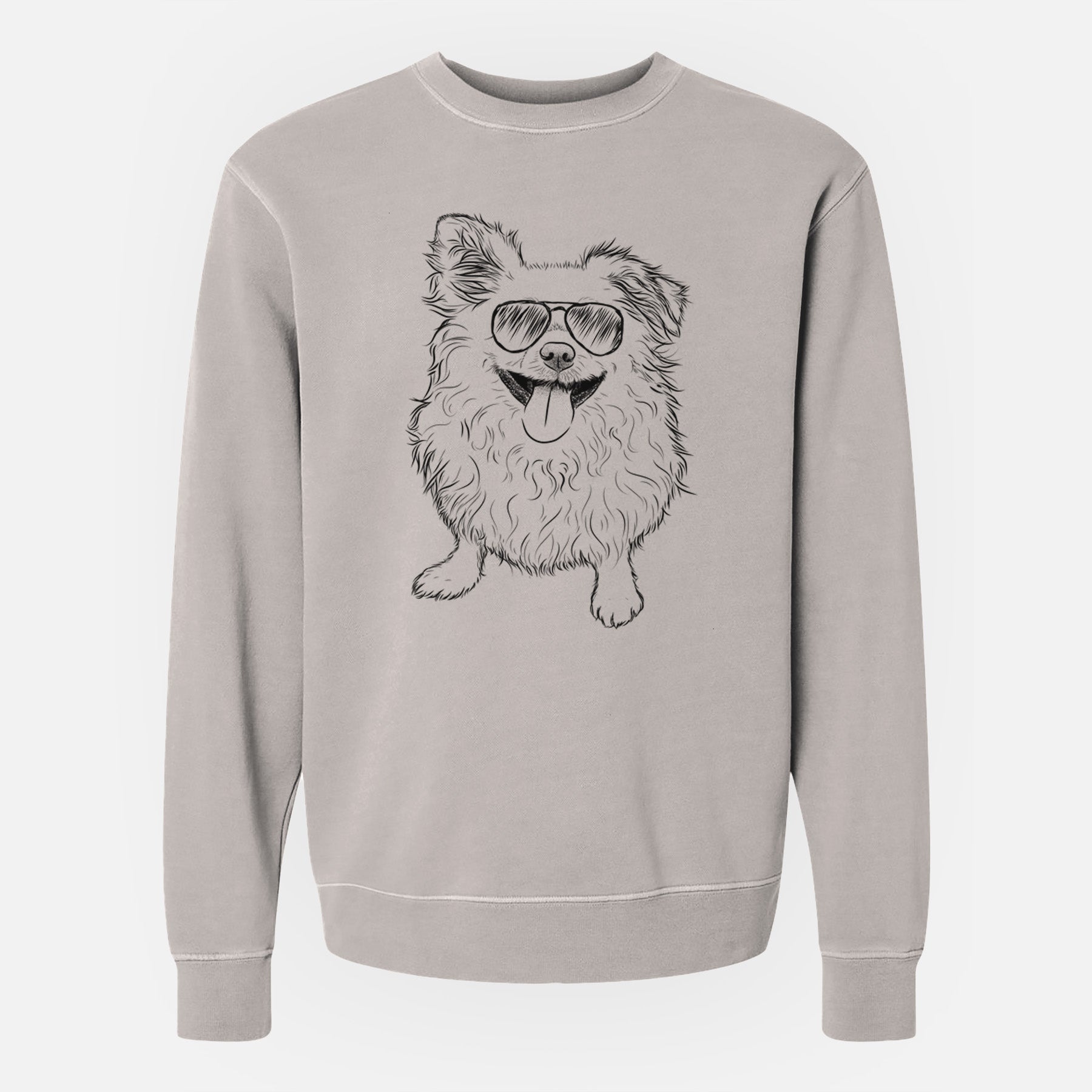 Aviator Stuart the Longhaired Chihuahua - Unisex Pigment Dyed Crew Sweatshirt