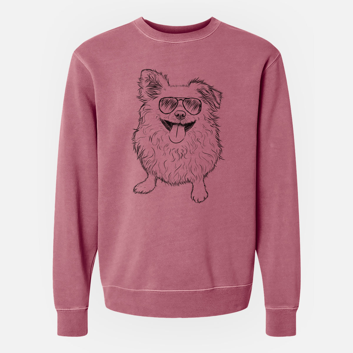 Aviator Stuart the Longhaired Chihuahua - Unisex Pigment Dyed Crew Sweatshirt