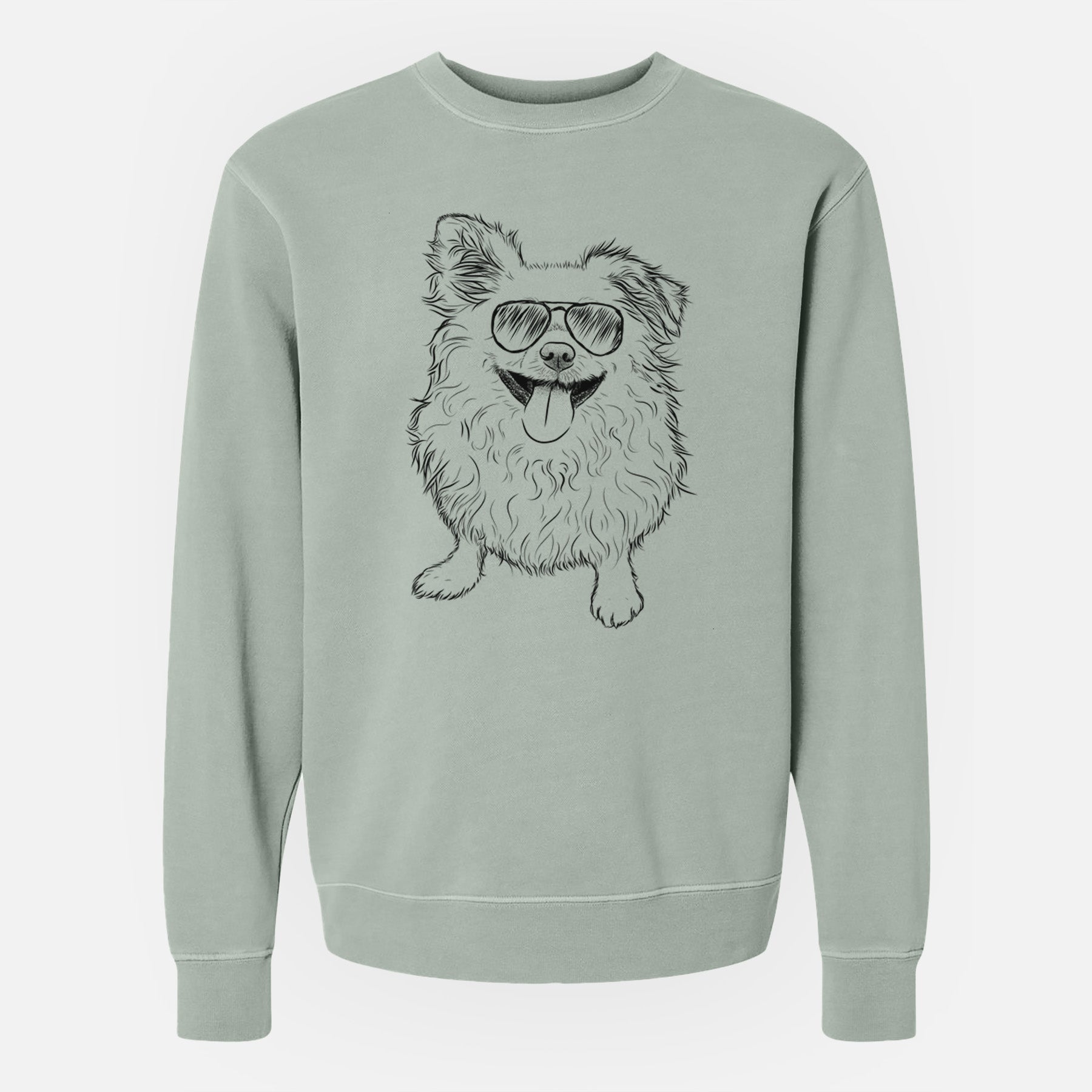 Aviator Stuart the Longhaired Chihuahua - Unisex Pigment Dyed Crew Sweatshirt