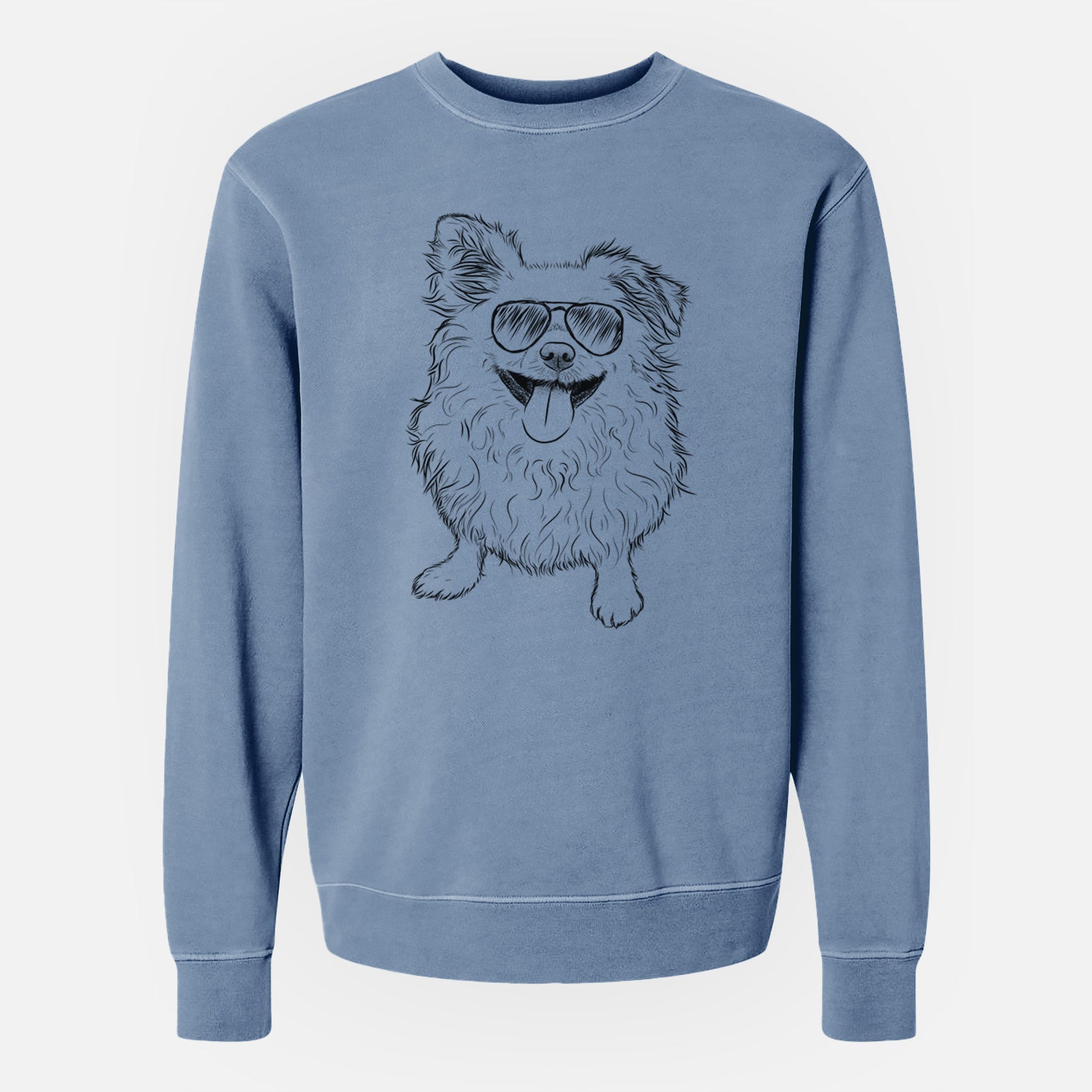 Aviator Stuart the Longhaired Chihuahua - Unisex Pigment Dyed Crew Sweatshirt