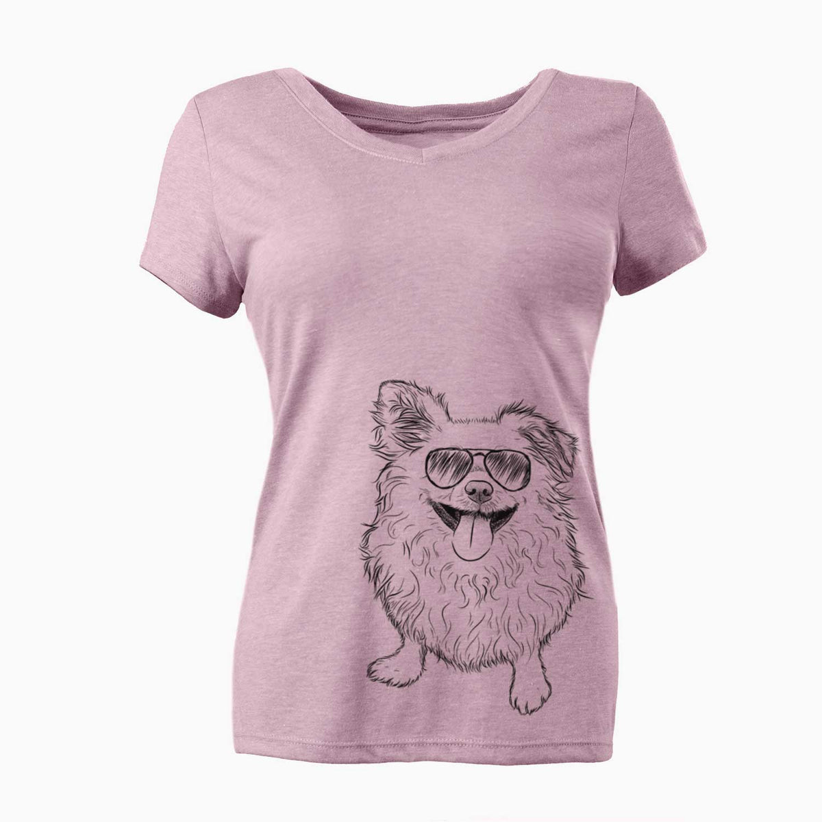 Aviator Stuart the Longhaired Chihuahua - Women's V-neck Shirt