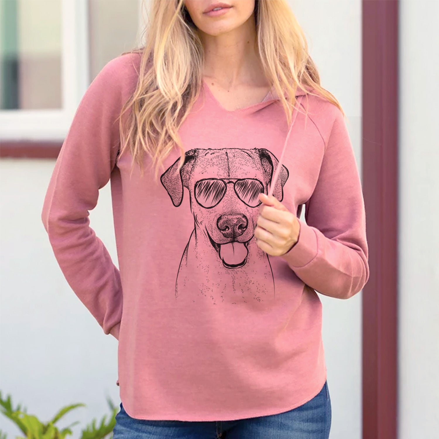 Aviator Sugar the American Staffordshire Mix - Cali Wave Hooded Sweatshirt