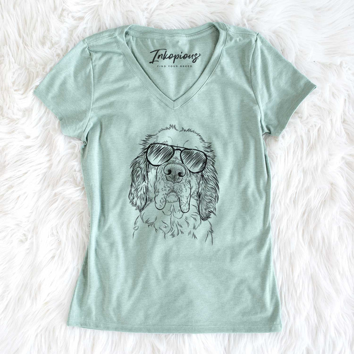 Aviator Sully the Clumber Spaniel - Women's V-neck Shirt