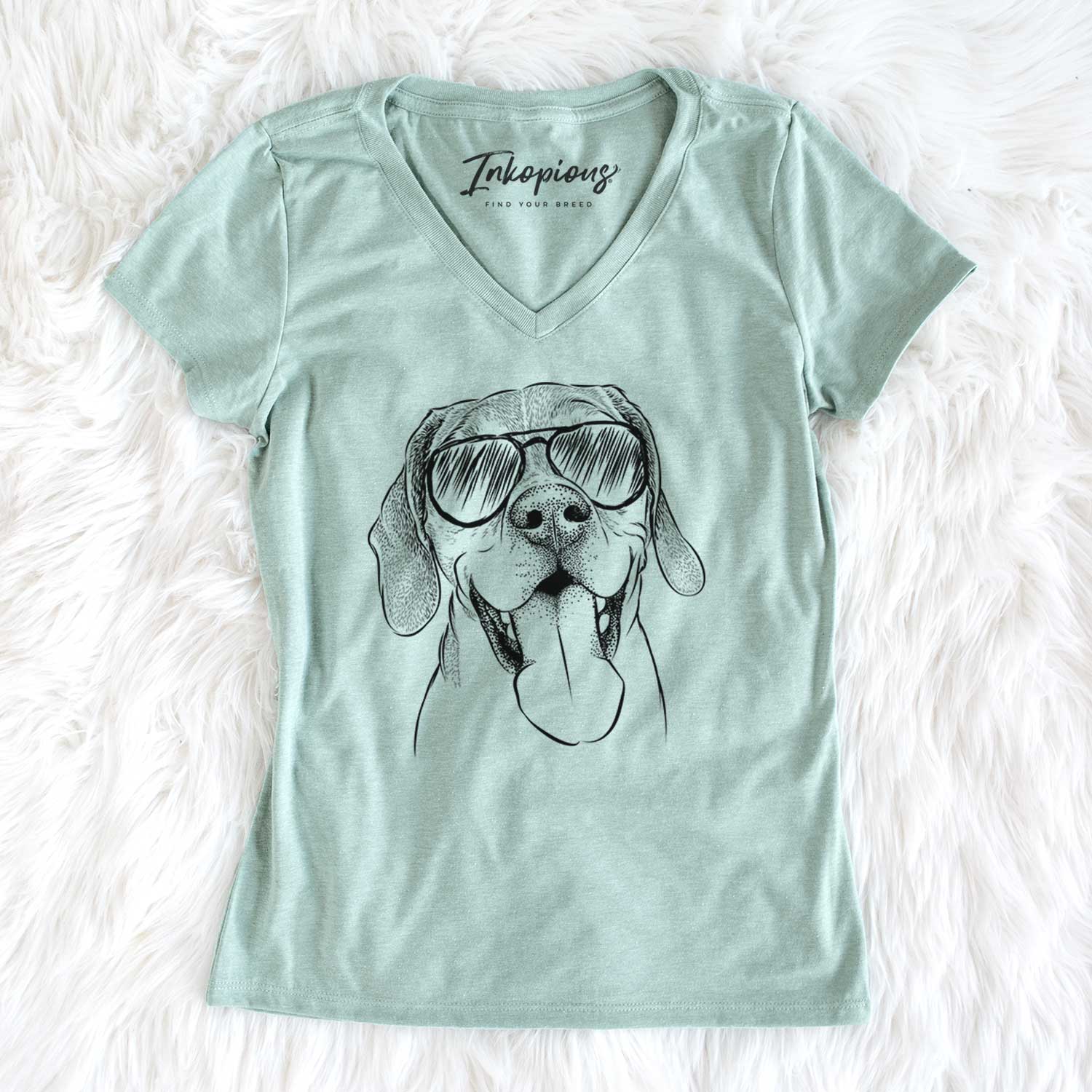 Aviator Sunny the Beagle - Women's V-neck Shirt
