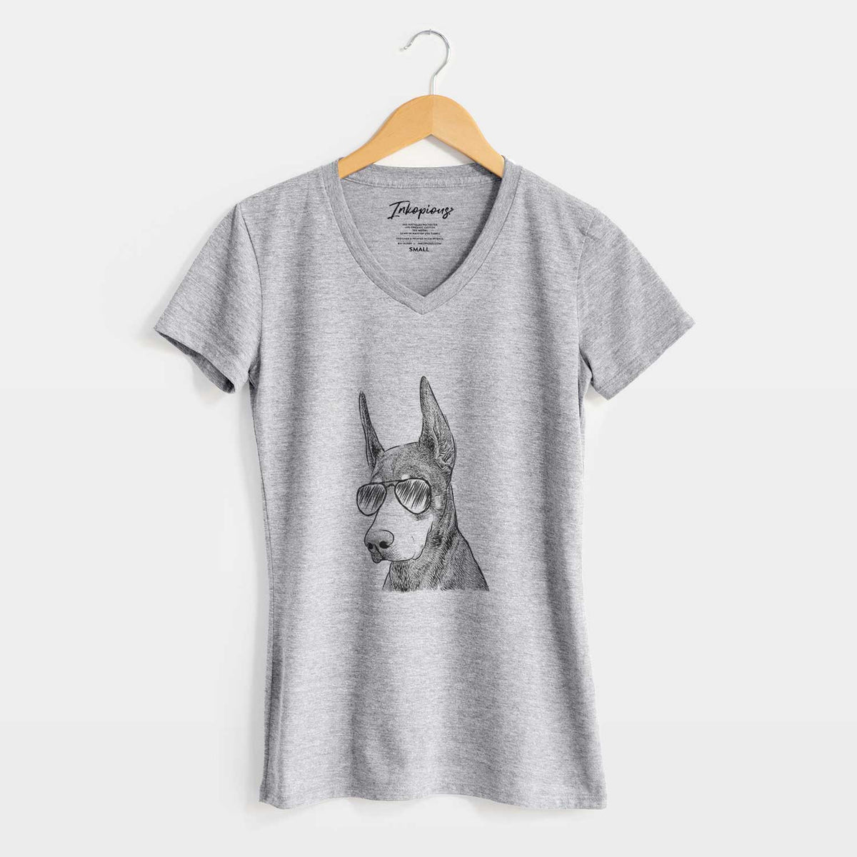 Aviator Sunny the Doberman Pinscher - Women's V-neck Shirt