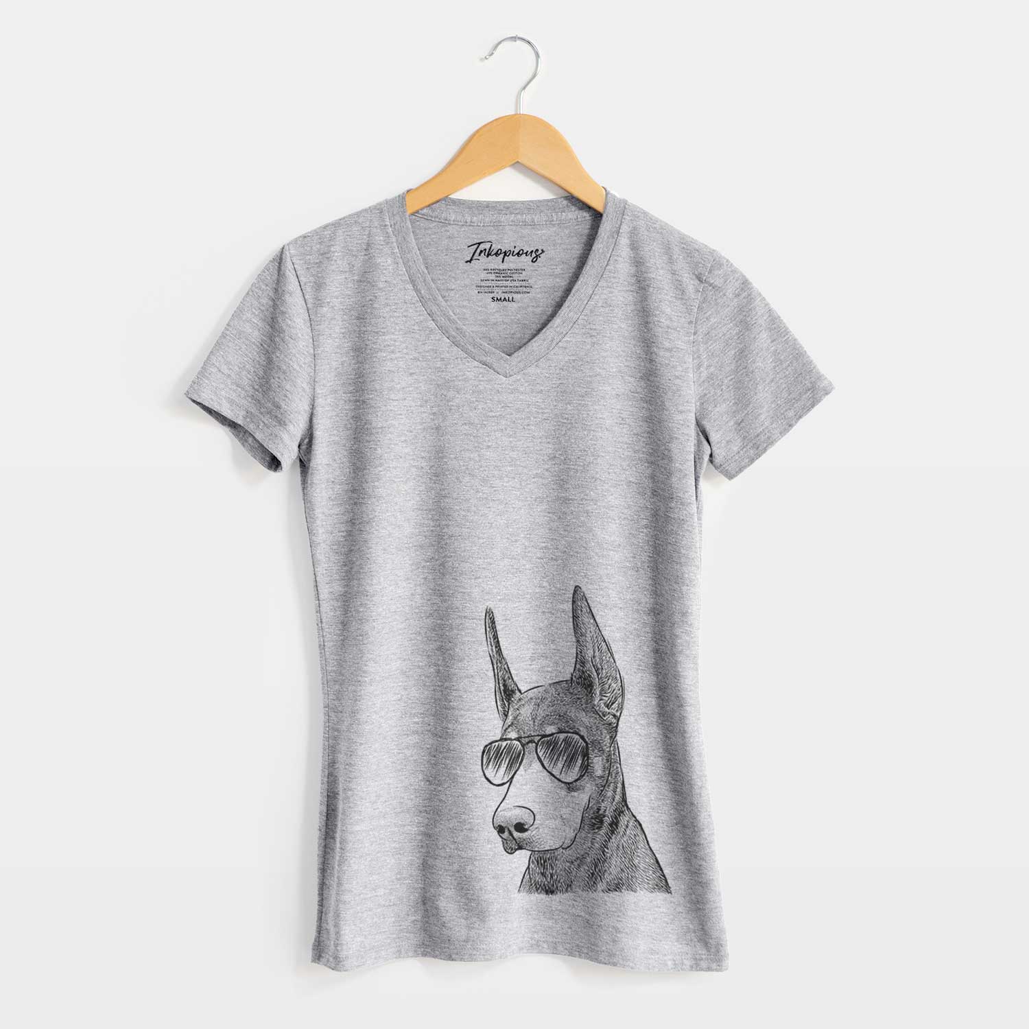 Aviator Sunny the Doberman Pinscher - Women's V-neck Shirt