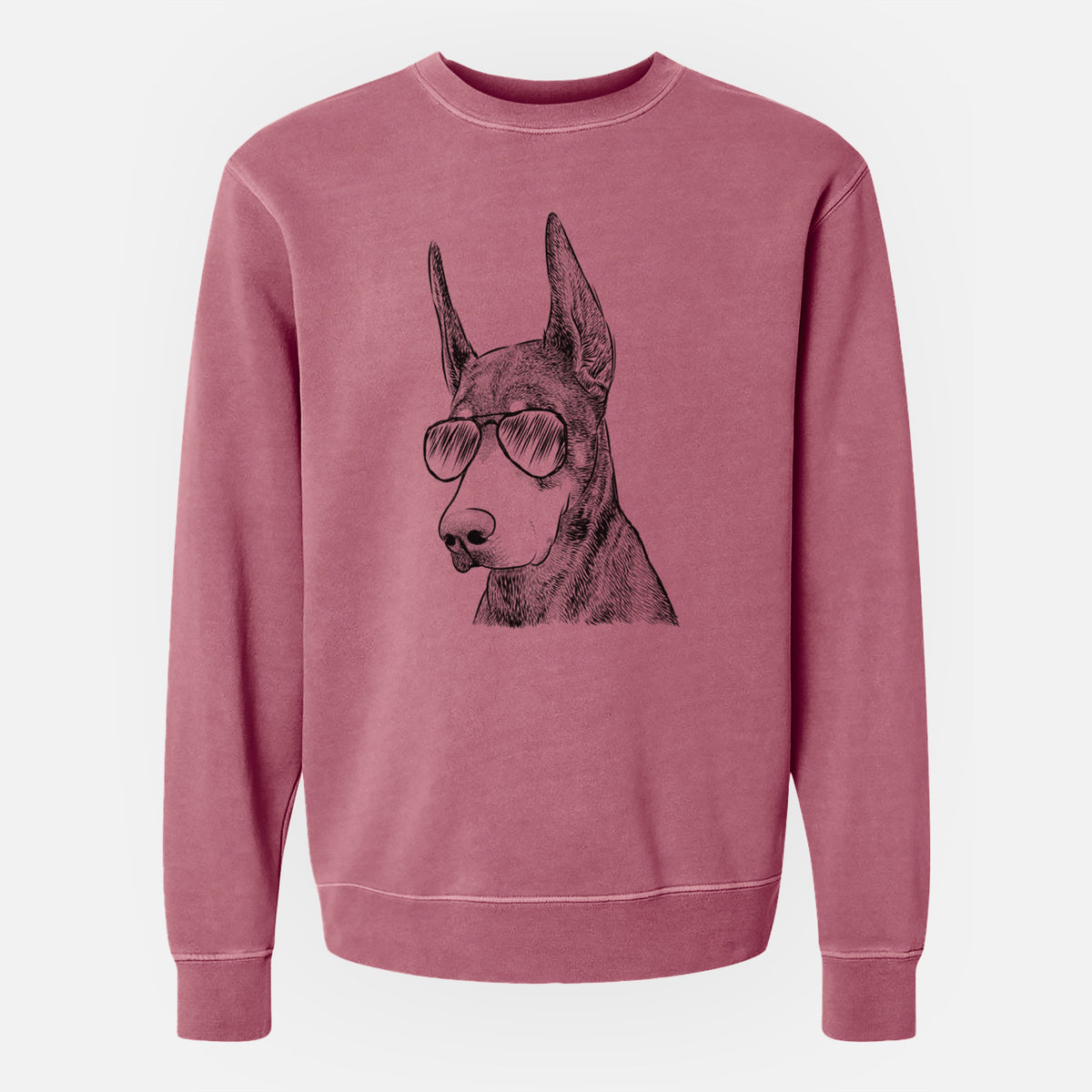 Aviator Sunny the Doberman Pinscher - Unisex Pigment Dyed Crew Sweatshirt