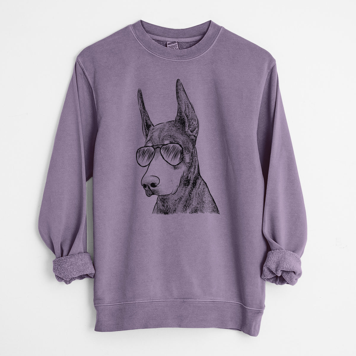 Aviator Sunny the Doberman Pinscher - Unisex Pigment Dyed Crew Sweatshirt