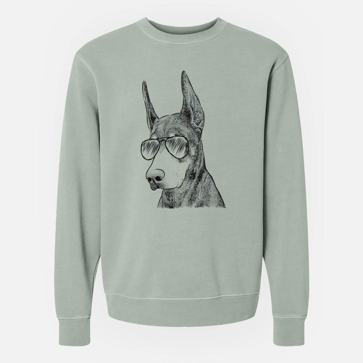 Aviator Sunny the Doberman Pinscher - Unisex Pigment Dyed Crew Sweatshirt