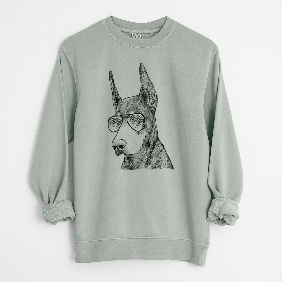 Aviator Sunny the Doberman Pinscher - Unisex Pigment Dyed Crew Sweatshirt