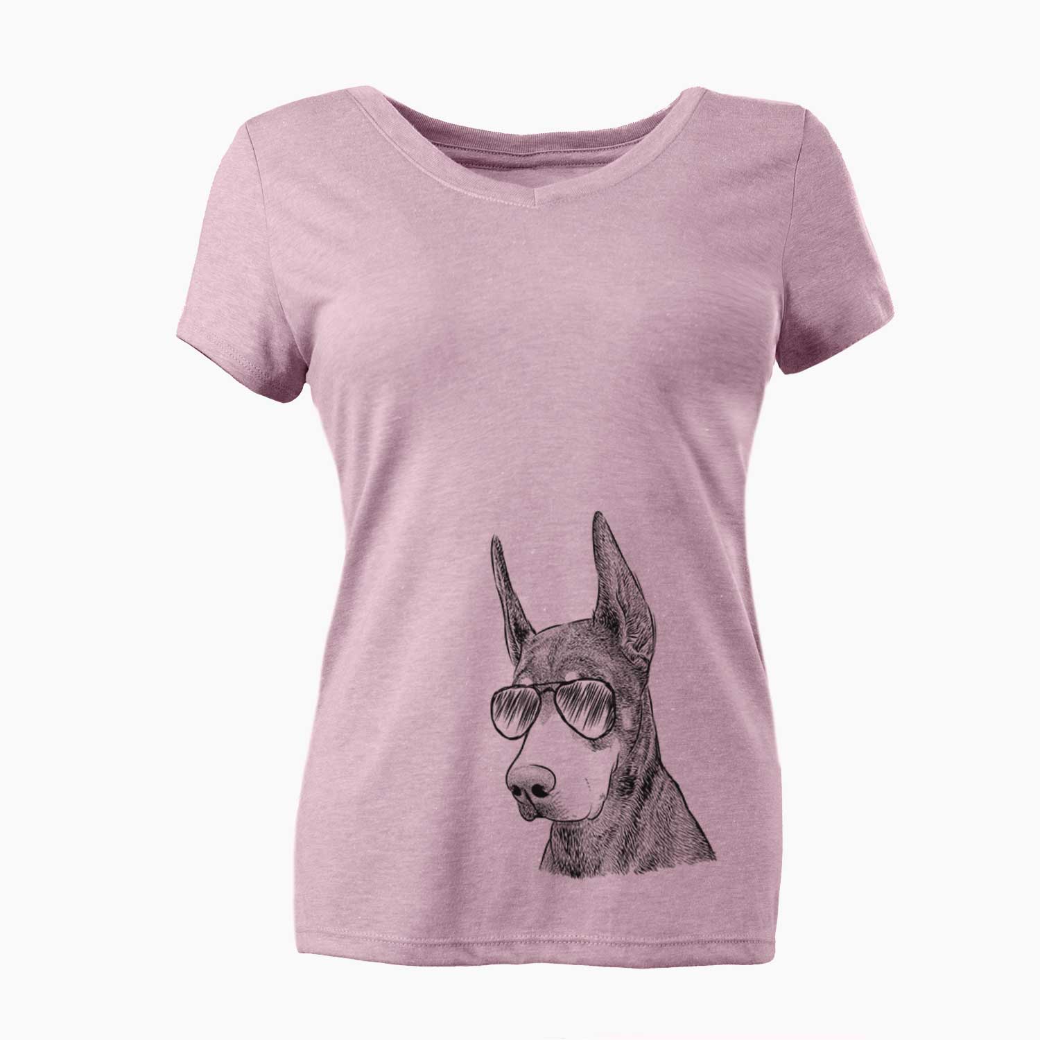 Aviator Sunny the Doberman Pinscher - Women's V-neck Shirt