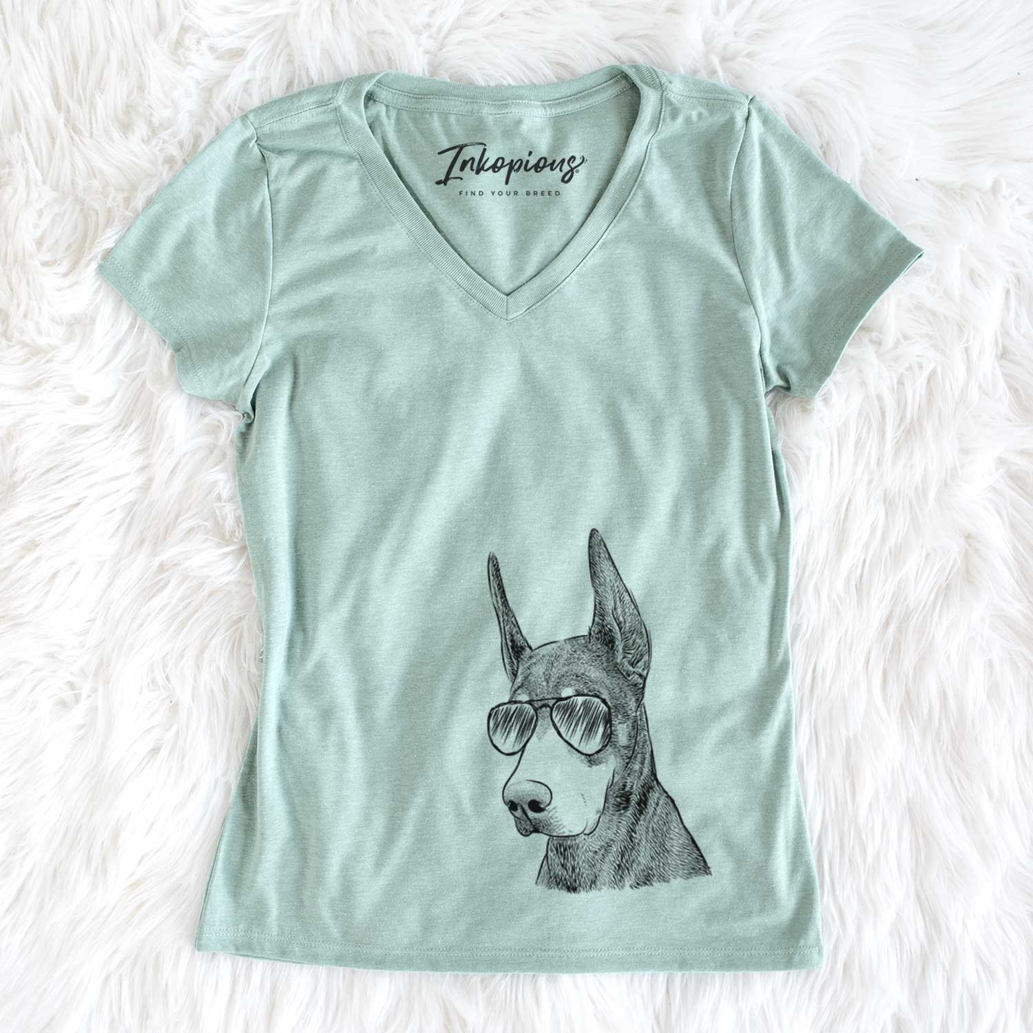 Aviator Sunny the Doberman Pinscher - Women's V-neck Shirt