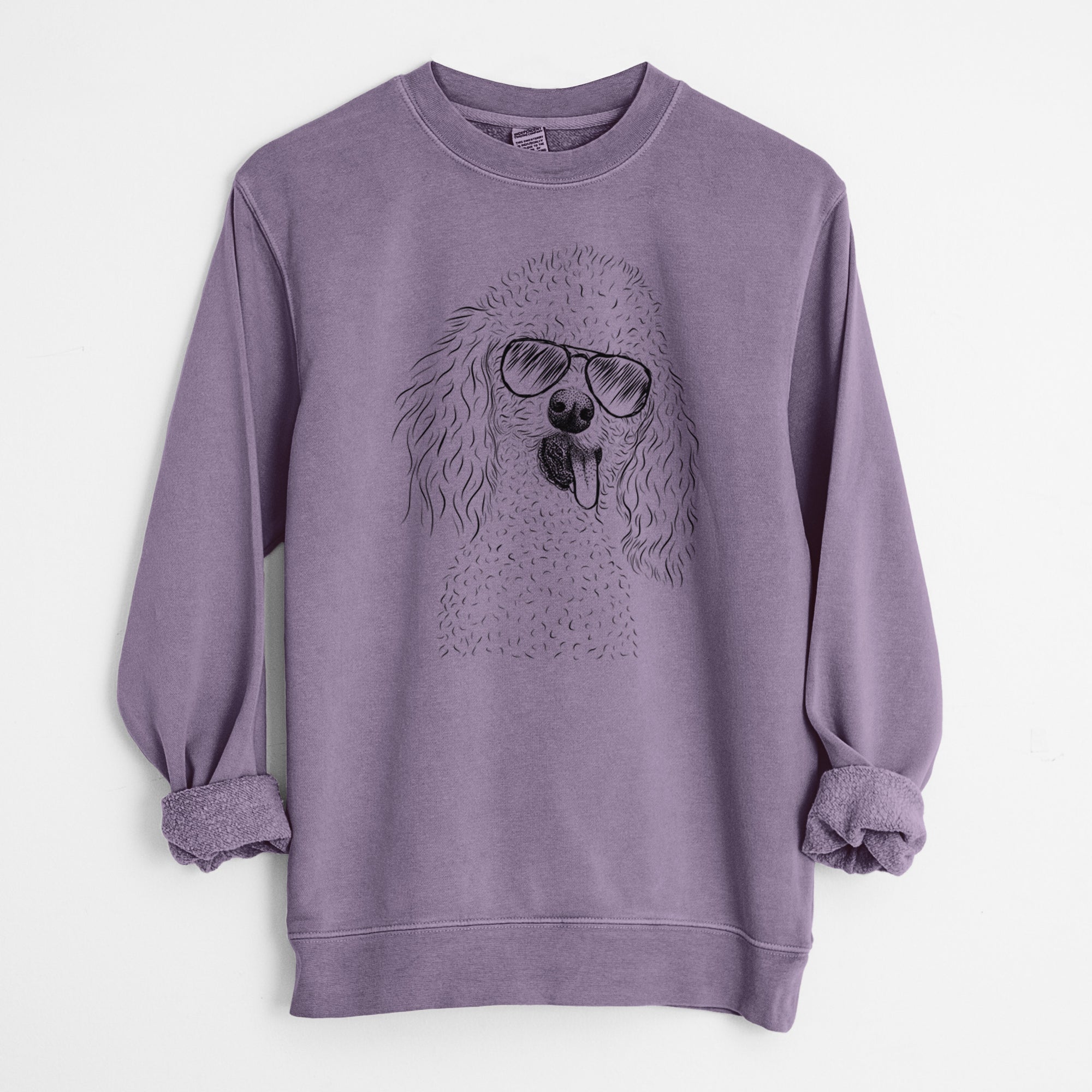 Aviator Super Joey the Toy Poodle - Unisex Pigment Dyed Crew Sweatshirt