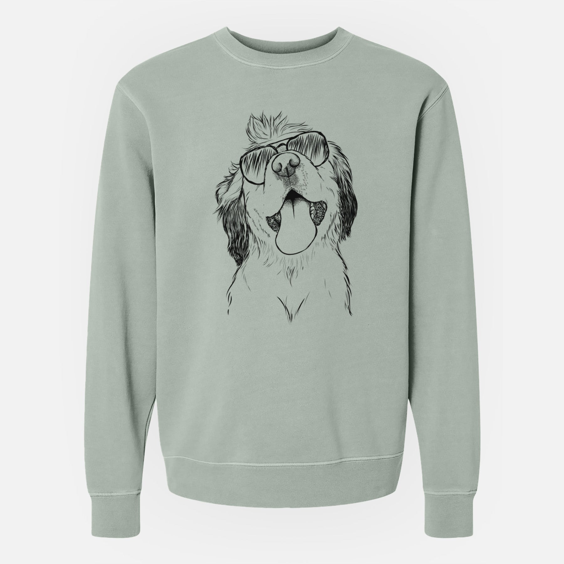 Aviator Sven the Double Merle Spaniel Aussie Mix - Unisex Pigment Dyed Crew Sweatshirt