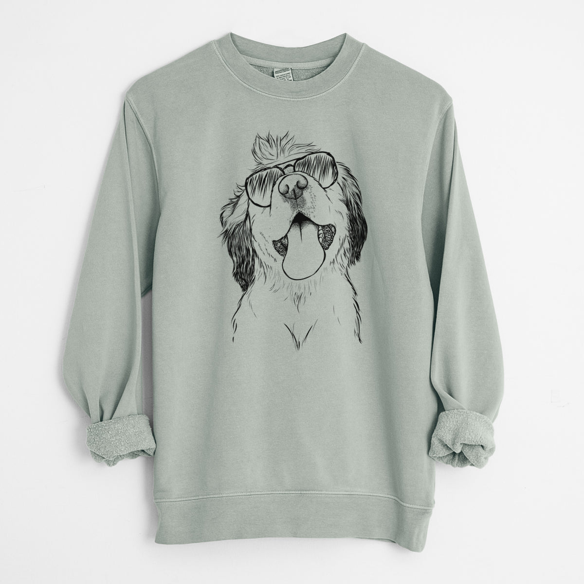 Aviator Sven the Double Merle Spaniel Aussie Mix - Unisex Pigment Dyed Crew Sweatshirt