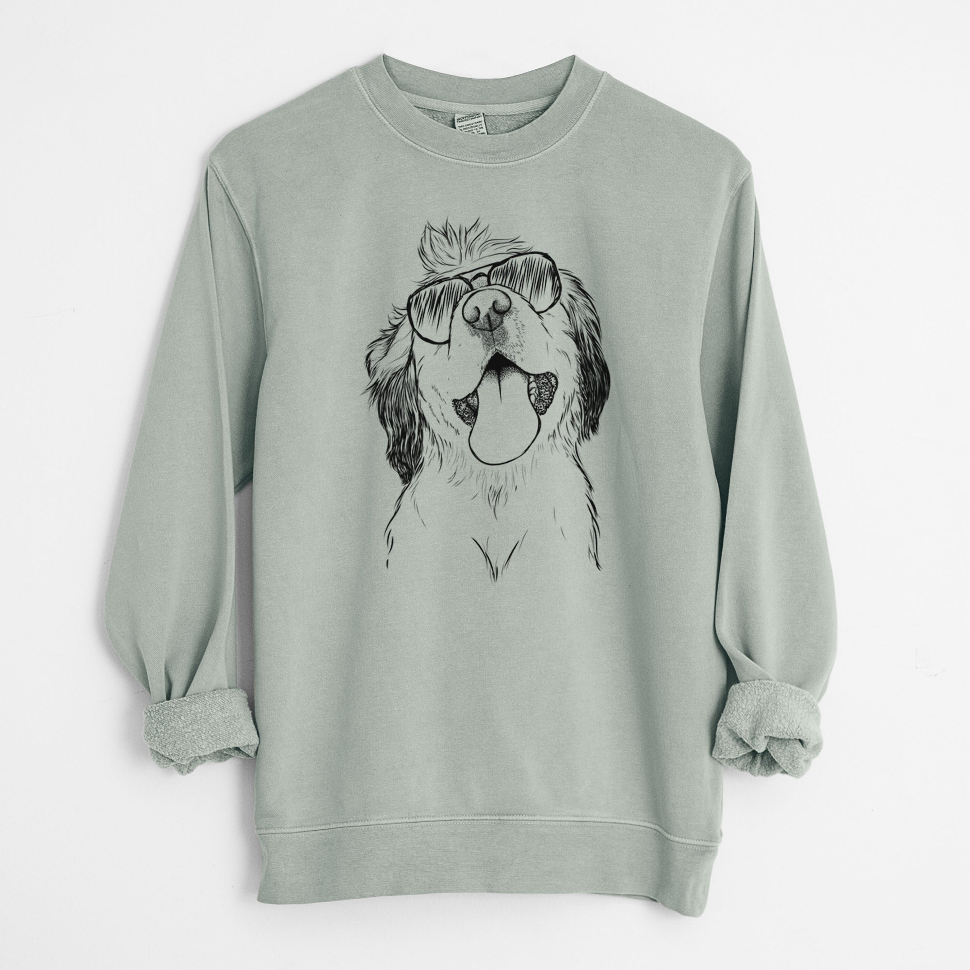 Aviator Sven the Double Merle Spaniel Aussie Mix - Unisex Pigment Dyed Crew Sweatshirt