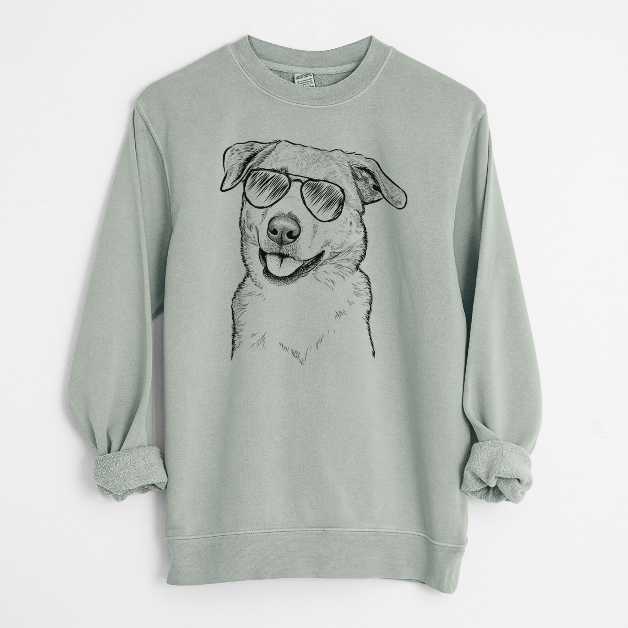 Aviator Sydney the Great Pyrenees Australian Shepherd Mix - Unisex Pigment Dyed Crew Sweatshirt