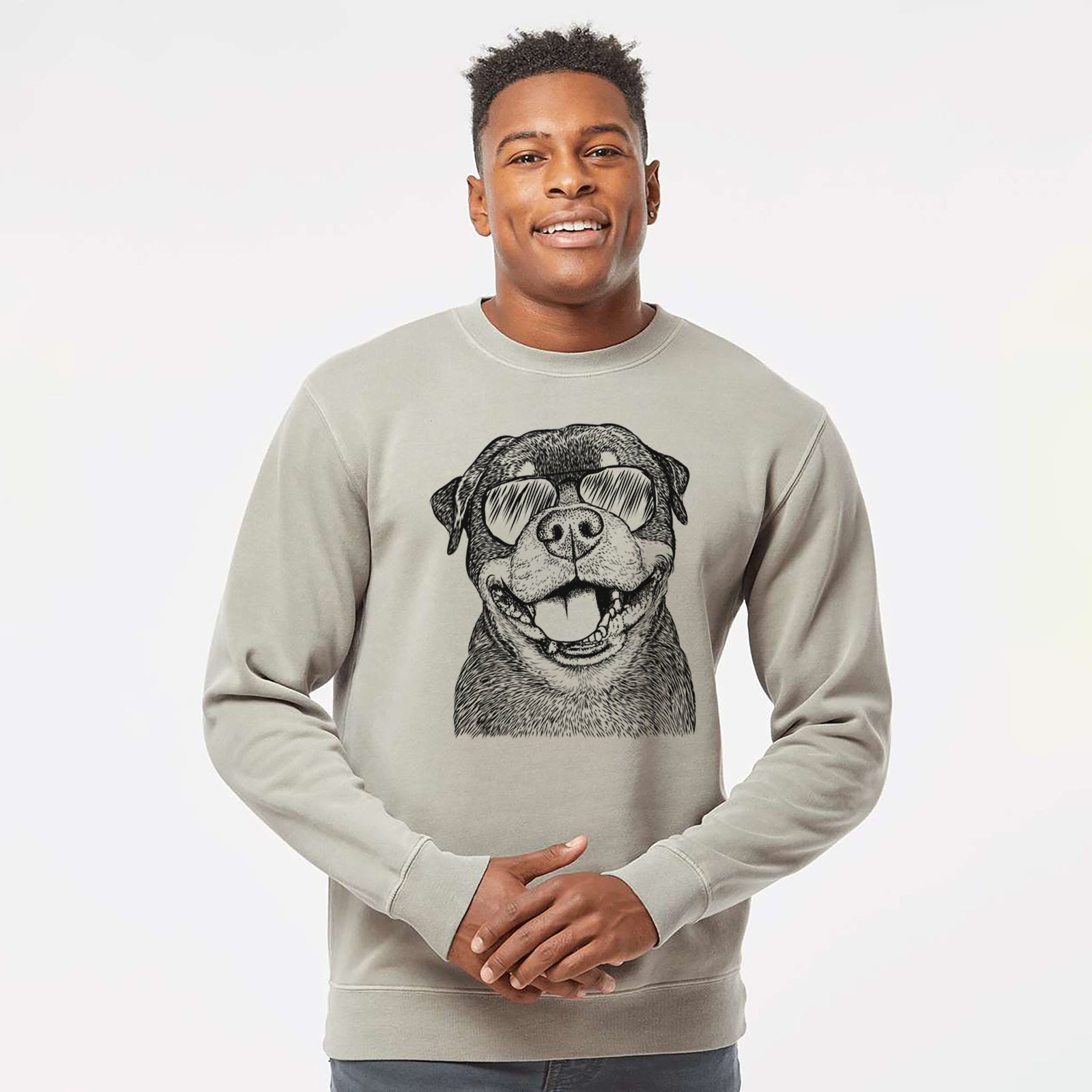 Aviator Talos the Rottweiler - Unisex Pigment Dyed Crew Sweatshirt